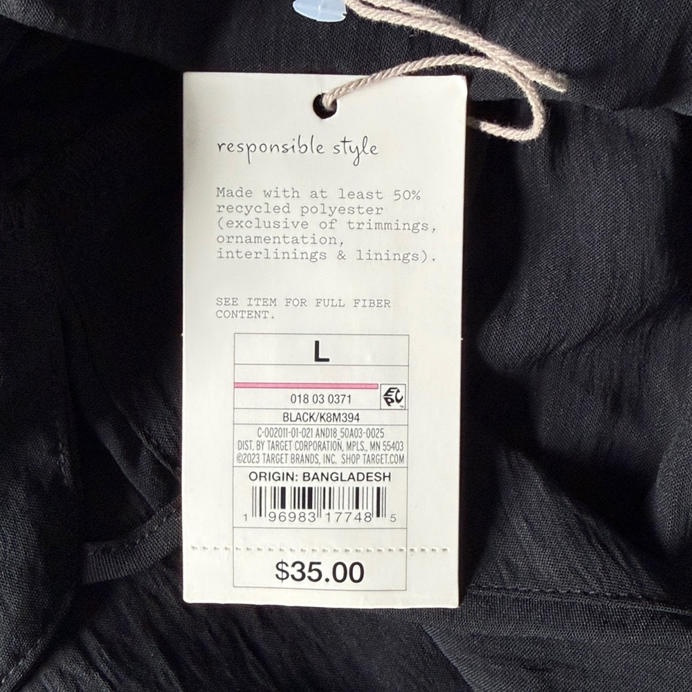 a new day Black Spaghetti-Strap V-Neck Midi Dress SZ L - Picture 10 of 10